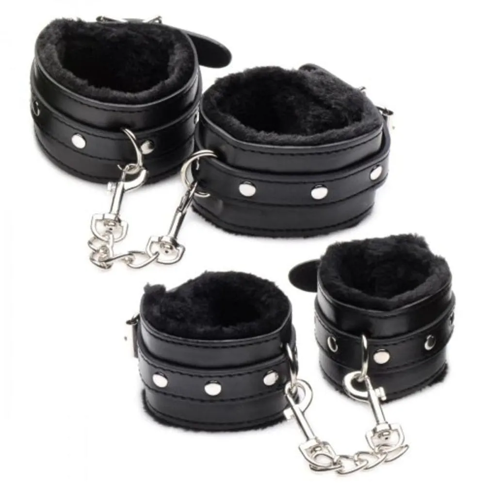 Master Series Hook Up 10 Piece Plush Bondage Set Black