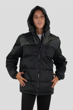 Members Only Women's Twill Block Puffer Oversized Jacket