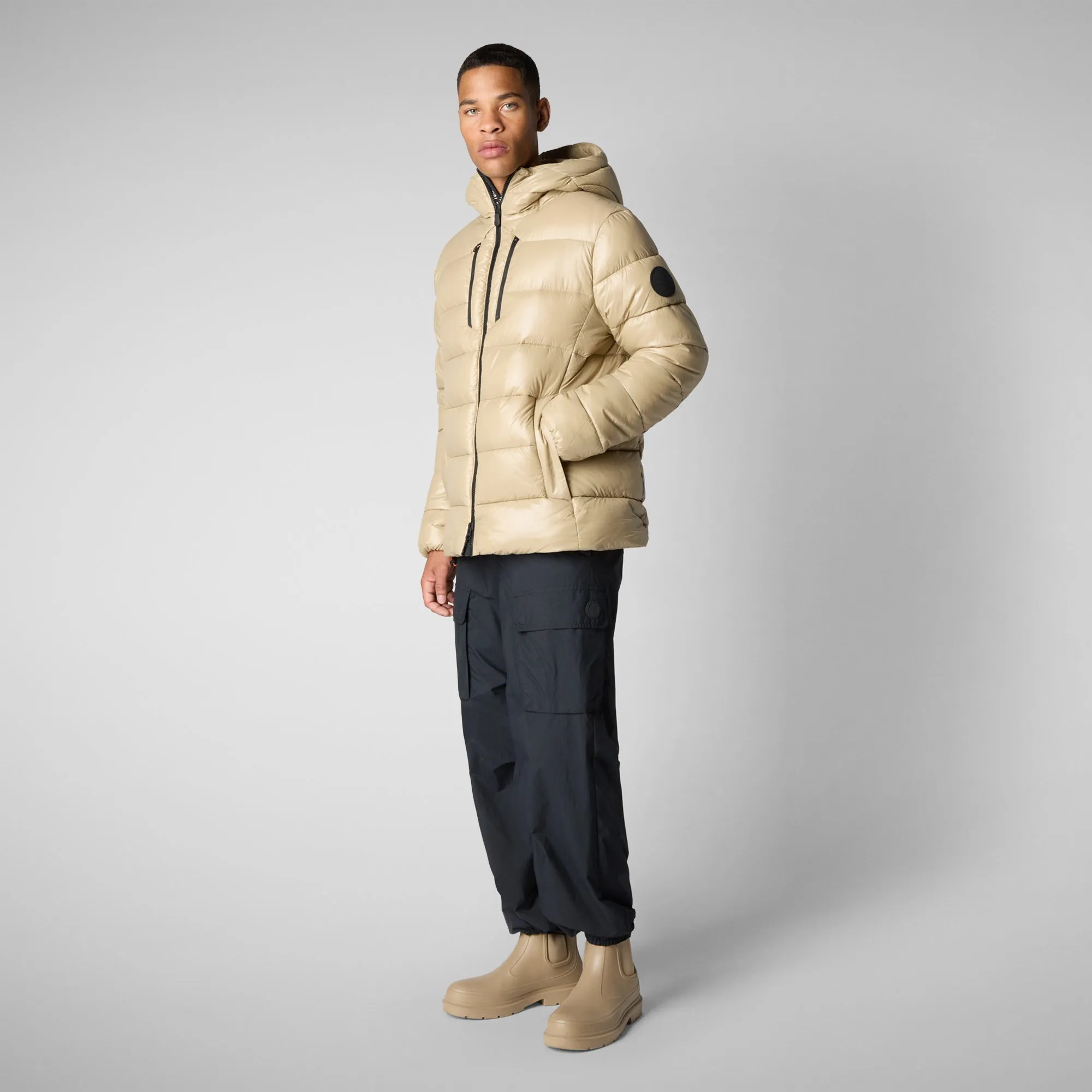 Men's  animal free Puffer jacket maxime in wood beige