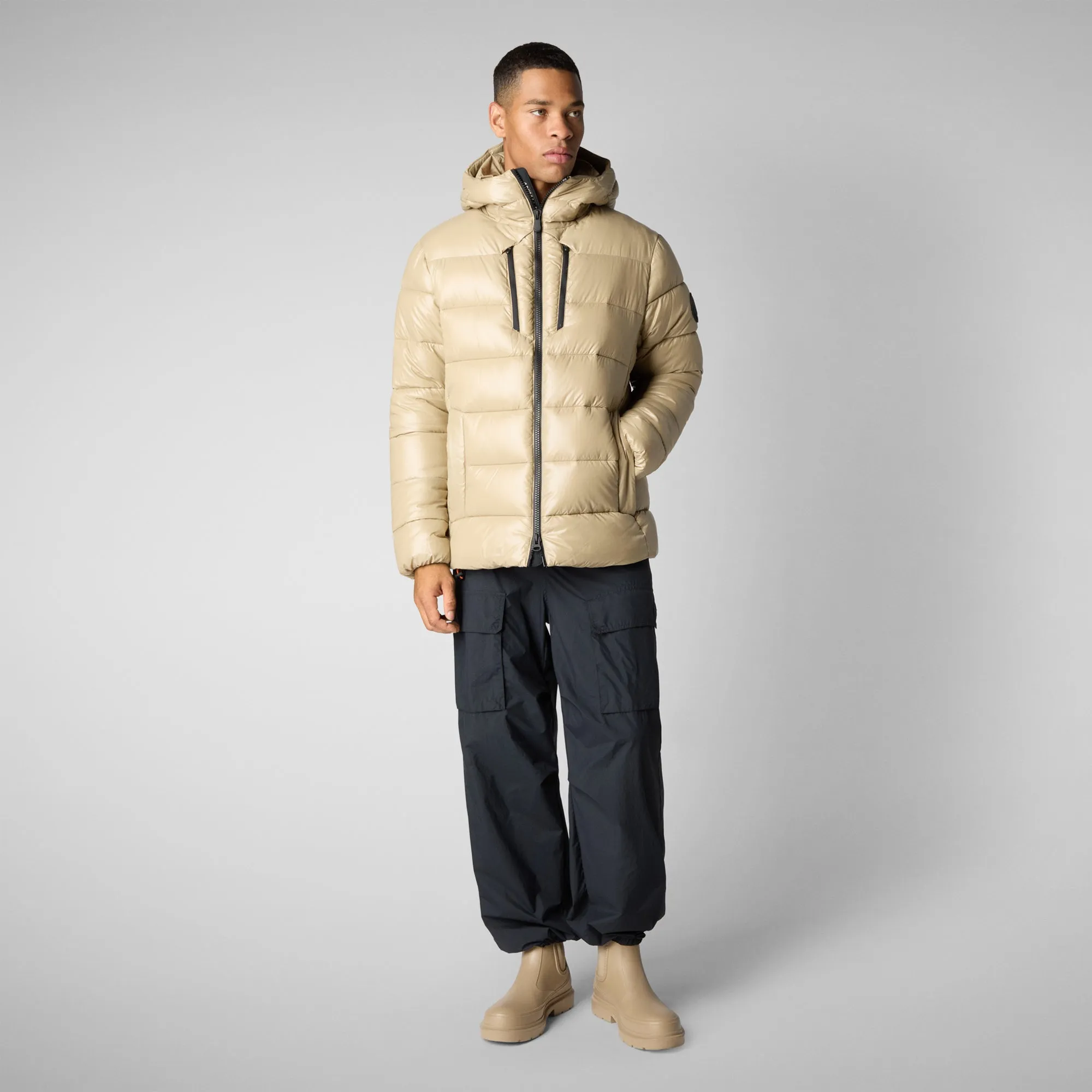 Men's  animal free Puffer jacket maxime in wood beige