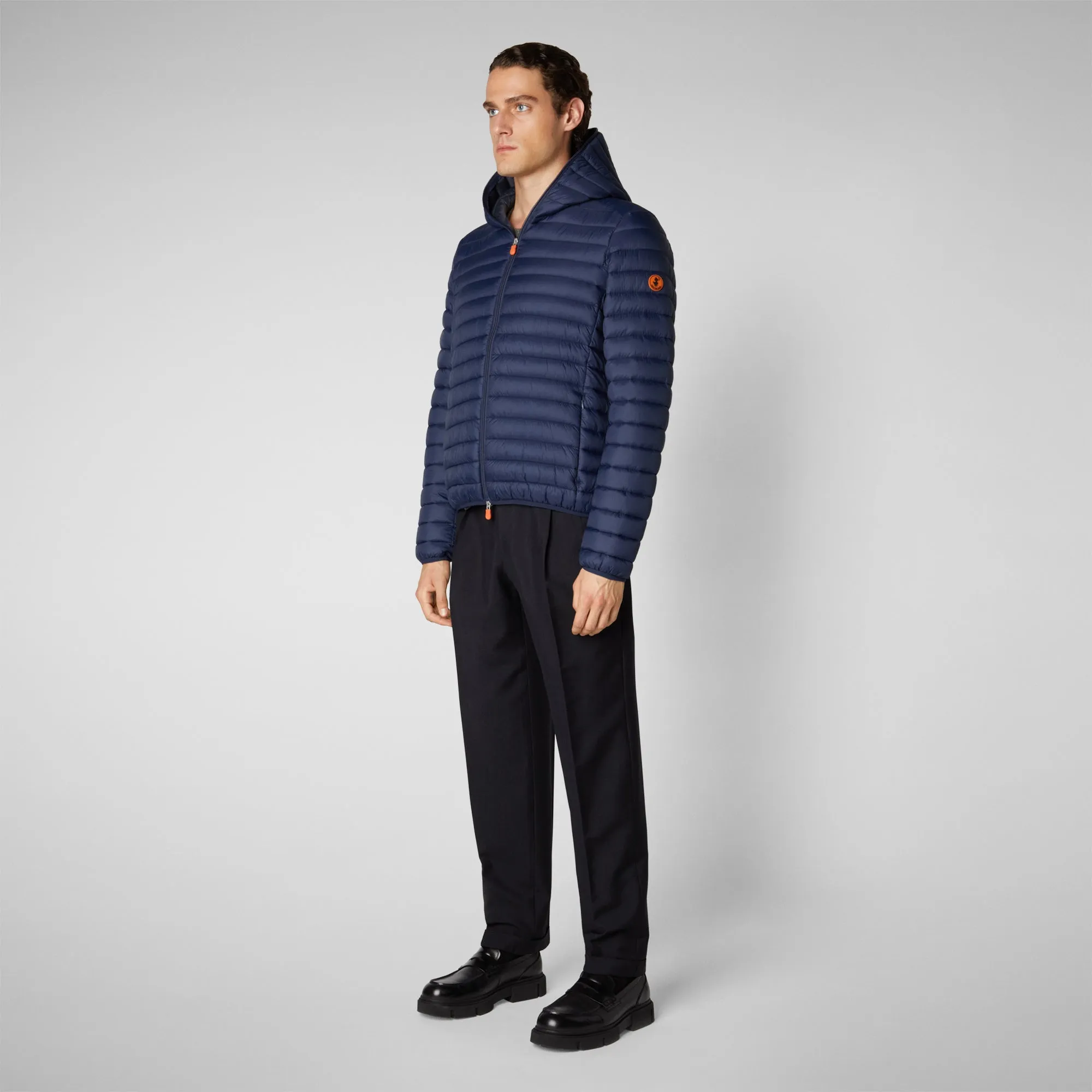 Men's Donald Hooded Puffer Jacket in Navy Blue