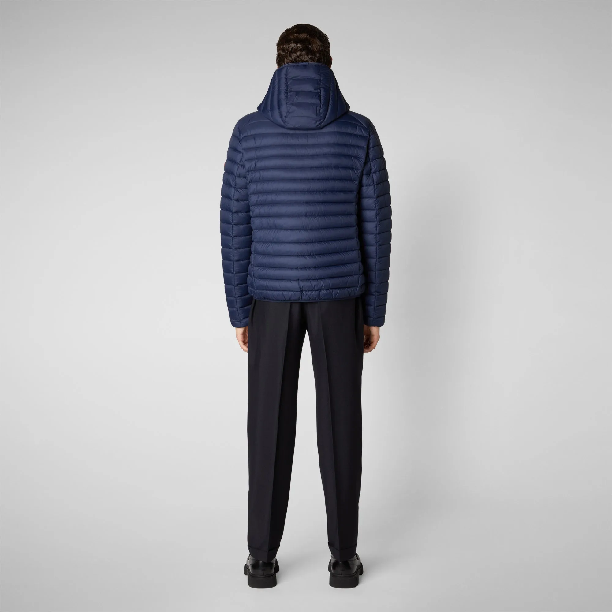 Men's Donald Hooded Puffer Jacket in Navy Blue