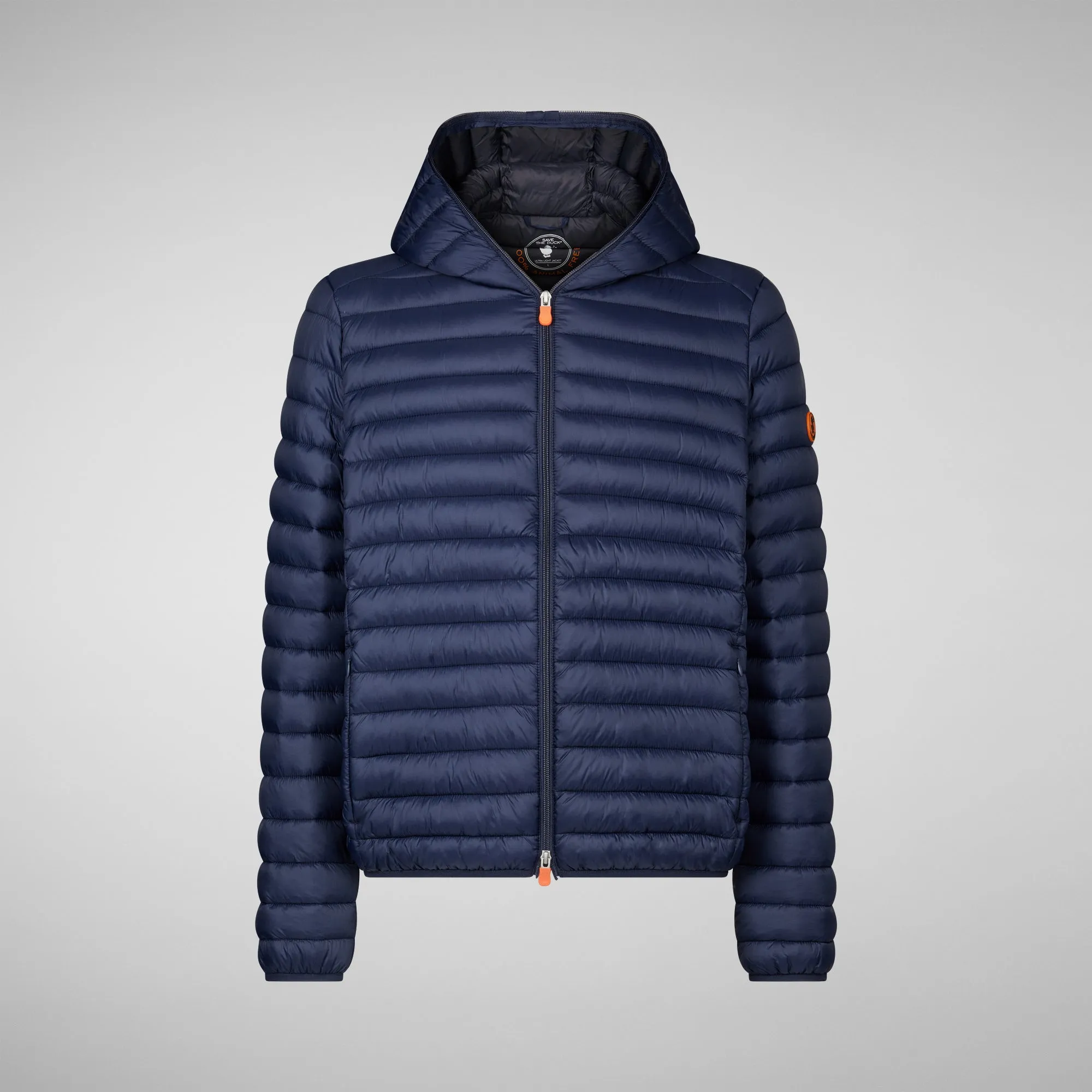 Men's Donald Hooded Puffer Jacket in Navy Blue