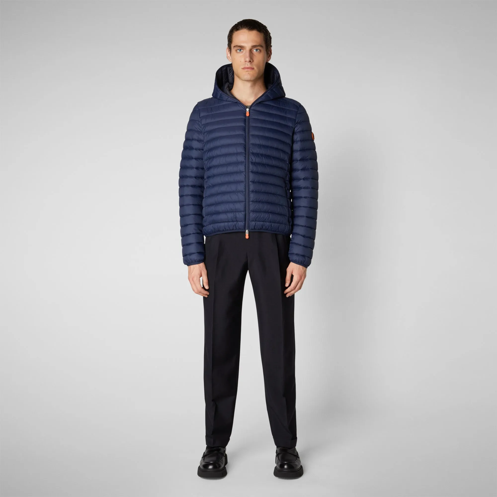 Men's Donald Hooded Puffer Jacket in Navy Blue