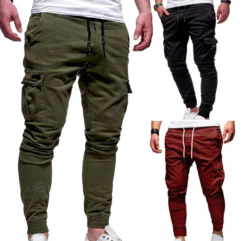 Men's Pants Multi-Pockets Joggers Men Sweatpants 2021 New Casual Solid Cargo Pants Men Oversize Streetwear Pants Men Trousers