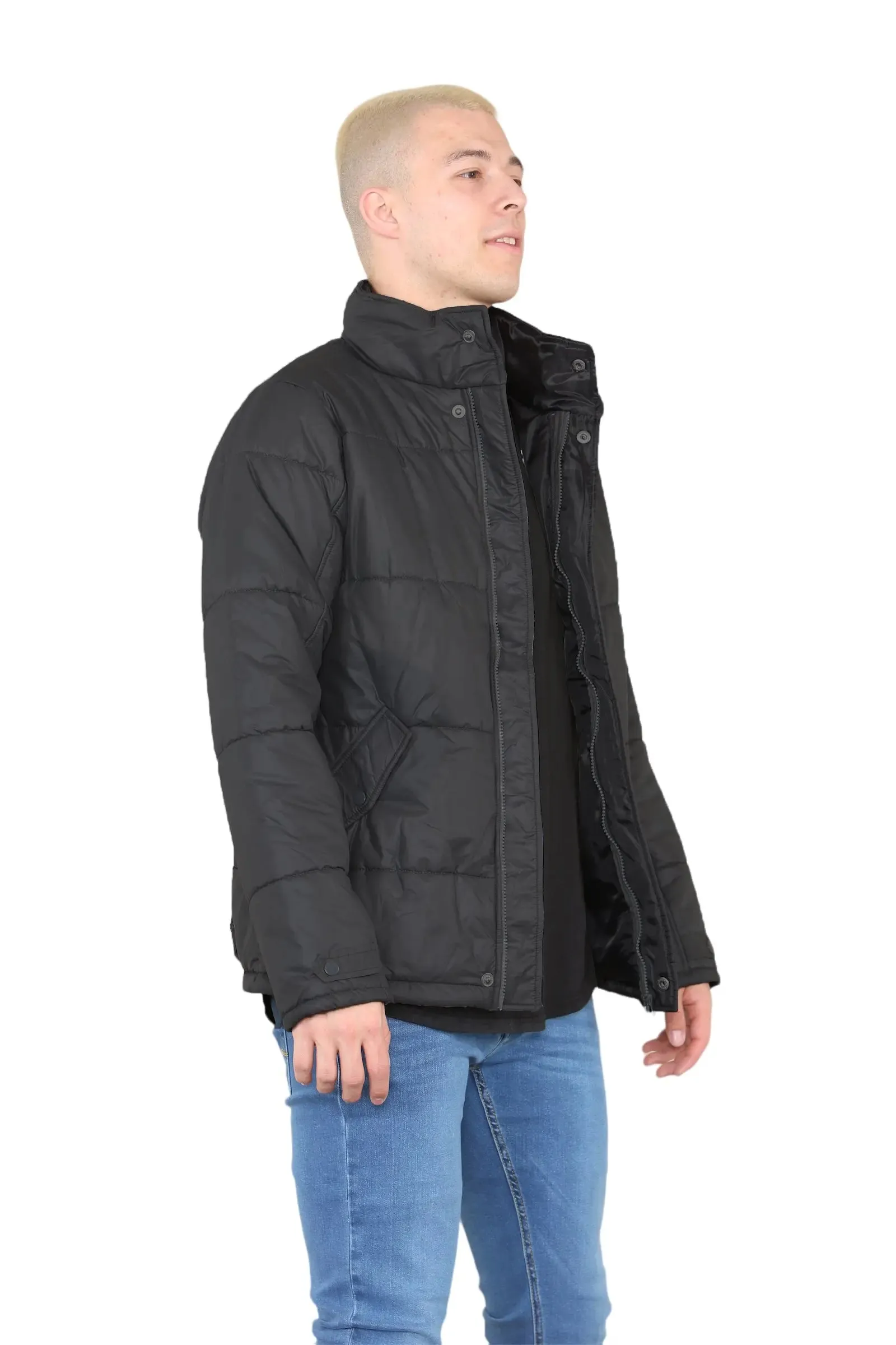 Mens Puffer Jacket in Black For Men