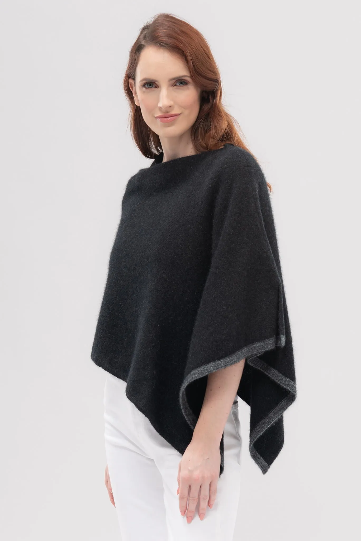 Merinomink - 1623 Two Tone Poncho in Merino Wool and Possum Fur