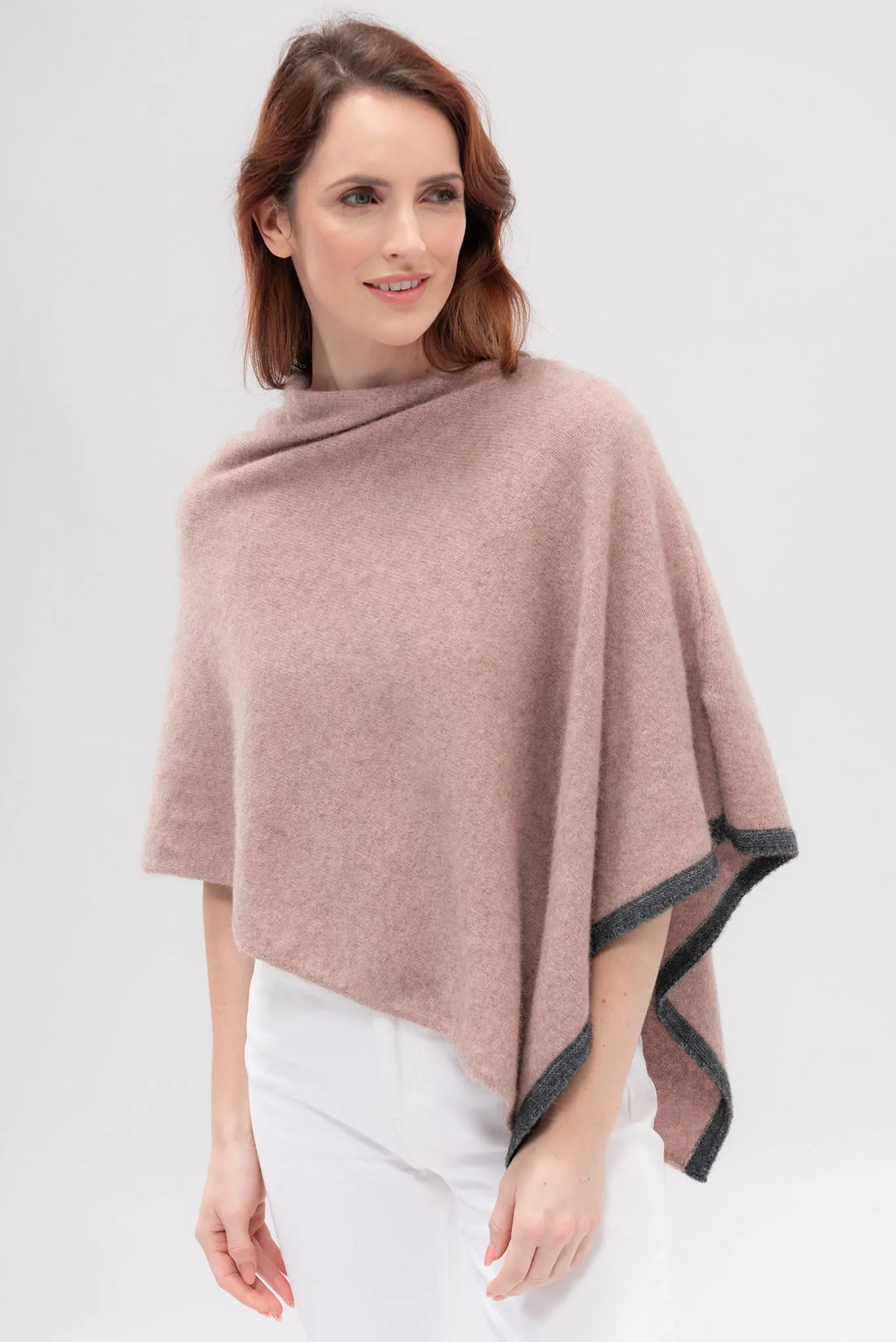 Merinomink - 1623 Two Tone Poncho in Merino Wool and Possum Fur