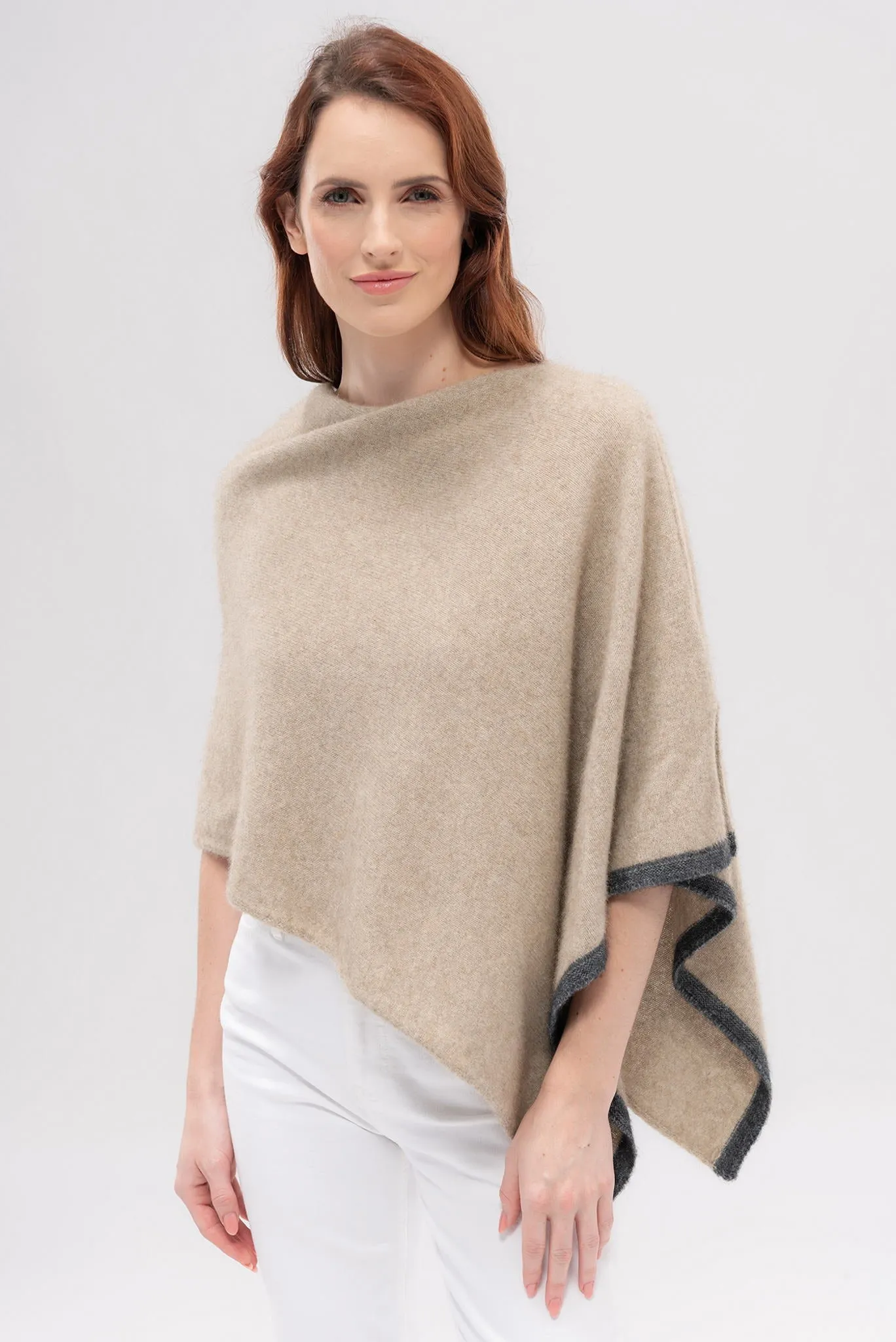 Merinomink - 1623 Two Tone Poncho in Merino Wool and Possum Fur