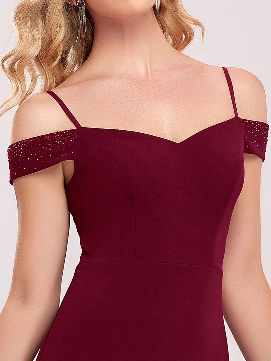 Mermaid Cold Shoulder Sequin Bodycon Evening Dress