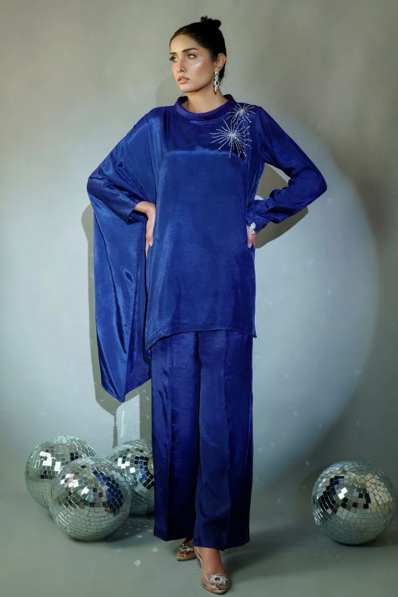 Minutiae - Azure - Korean Raw Silk - Navy Blue - 2 Piece