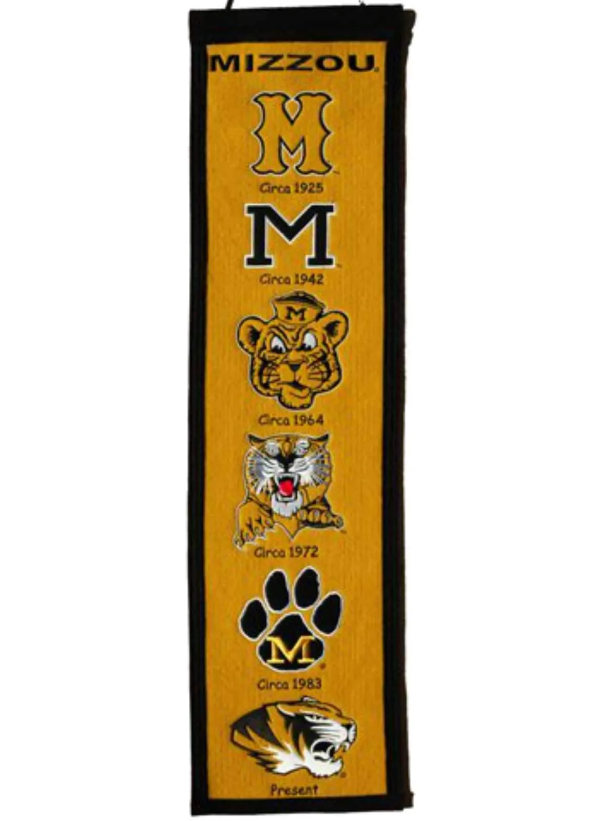 Missouri Tigers Winning Streak Past Mascots Wool Heritage Banner (8"x32")