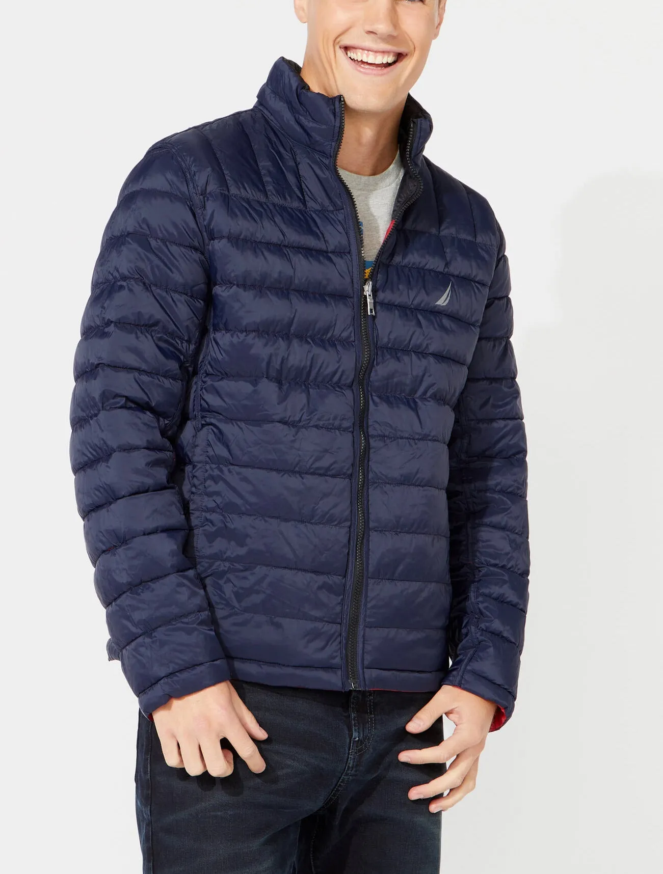 NAUTICA REVERSIBLE LIGHT WEIGHT PUFFER JACKET