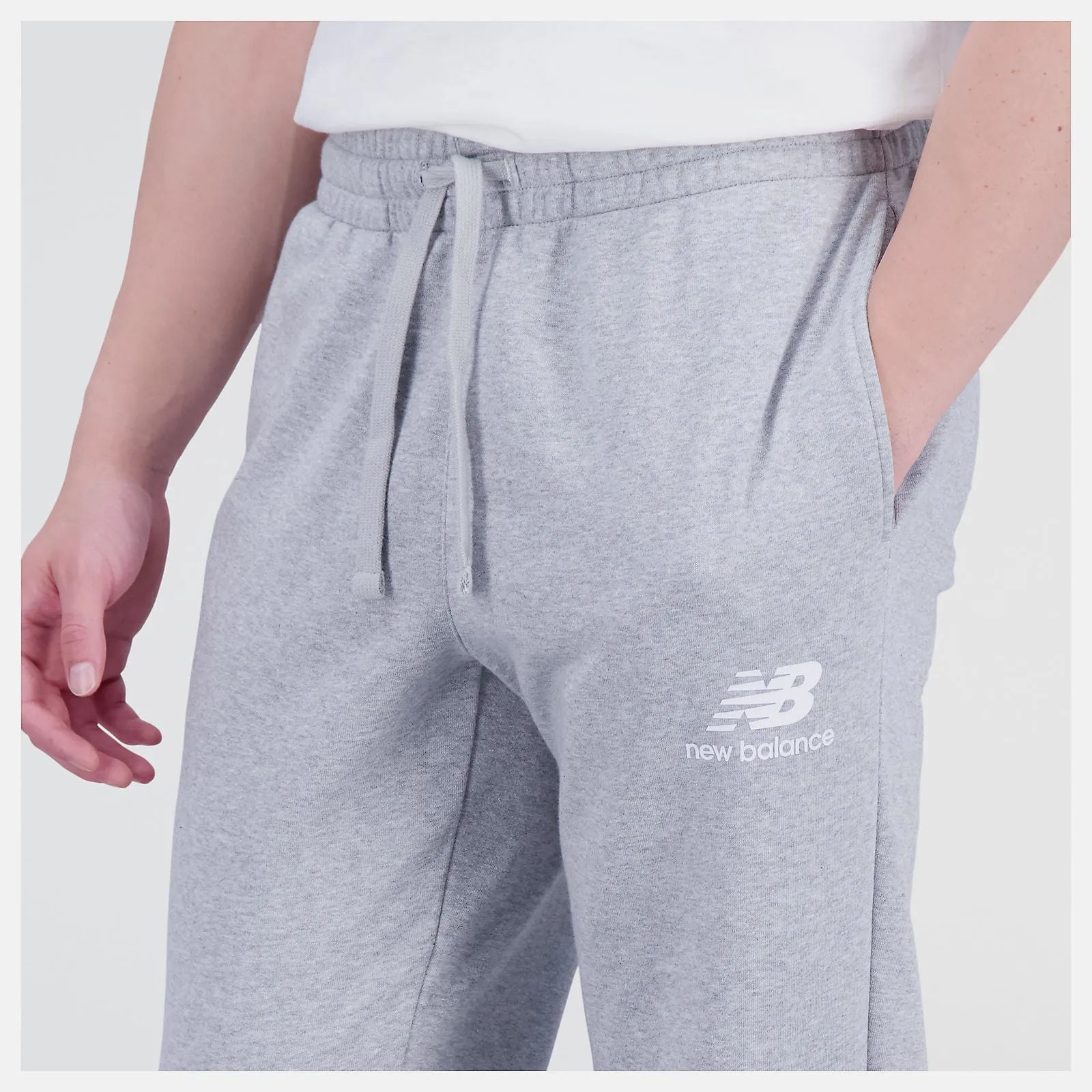 New Balance Essentials Stacked Logo French Terry Sweatpant - Mens - Grey