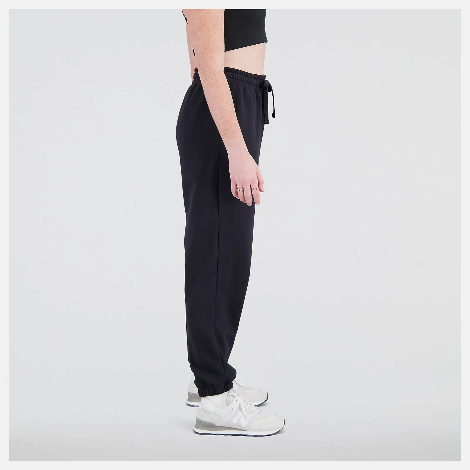 New Balance Essentials Stacked Logo French Terry Trackpant - Womens - Black