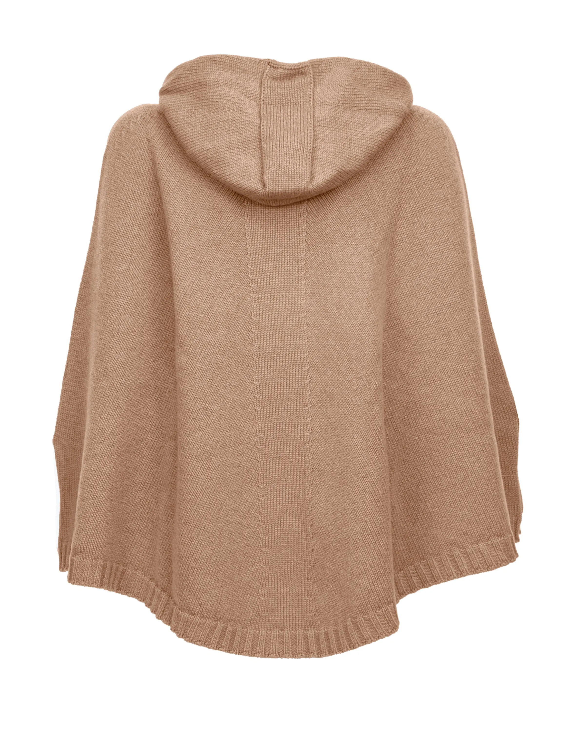 NEW FALL 24 - Pure Cashmere Hoodie Poncho Camel