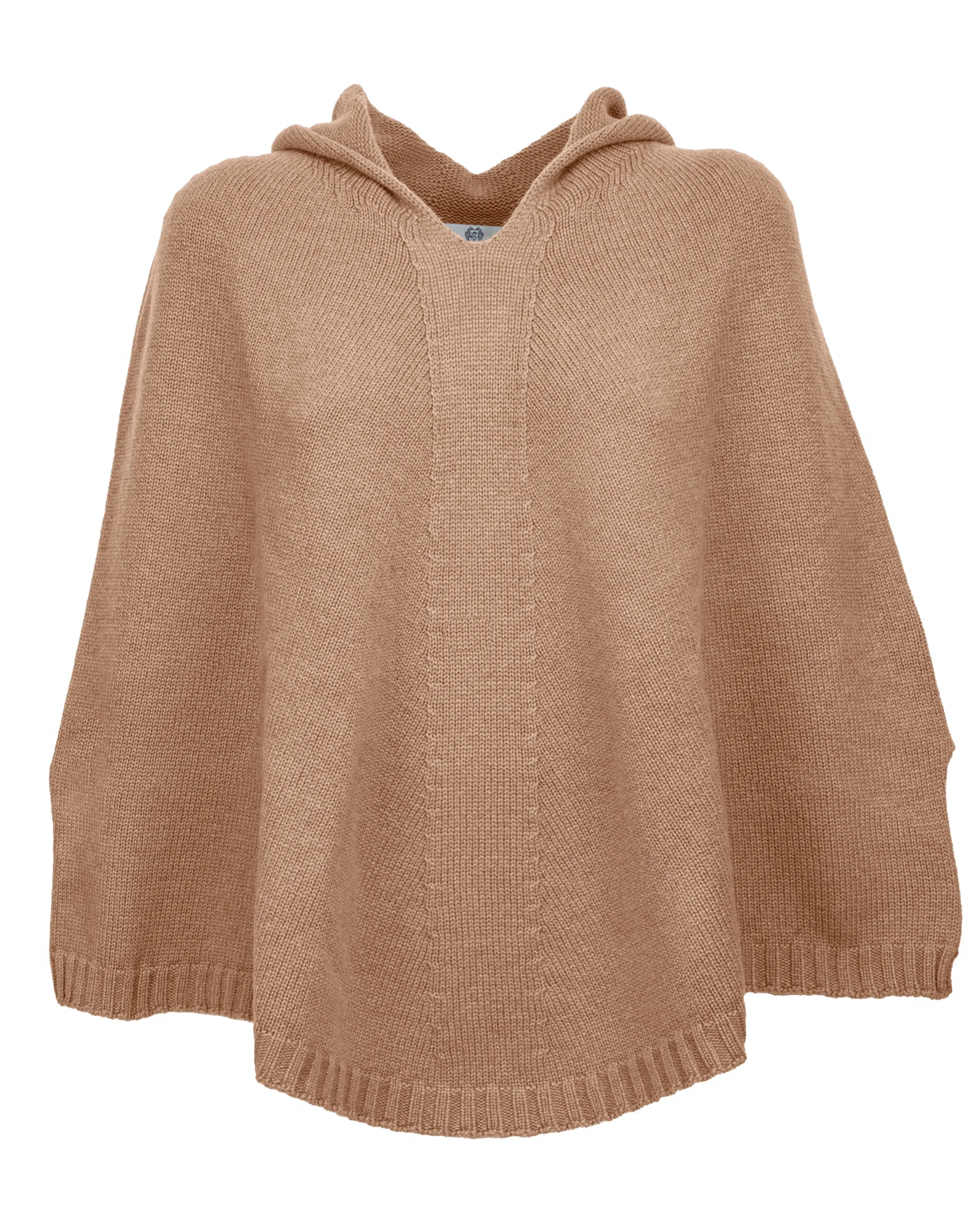 NEW FALL 24 - Pure Cashmere Hoodie Poncho Camel