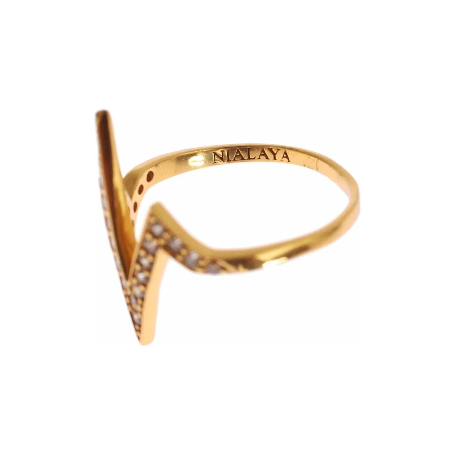 Nialaya Glamorous Gold Plated Sterling Silver Ring