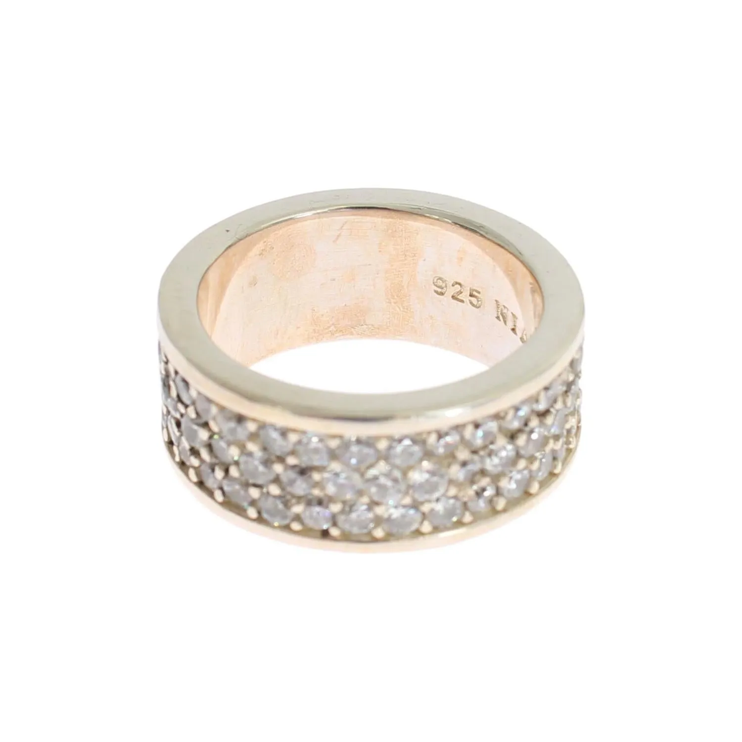 Nialaya Glamorous Silver CZ Crystal Embellished Ring