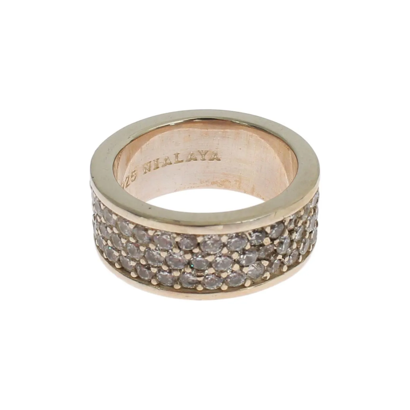 Nialaya Glamorous Silver CZ Crystal Embellished Ring