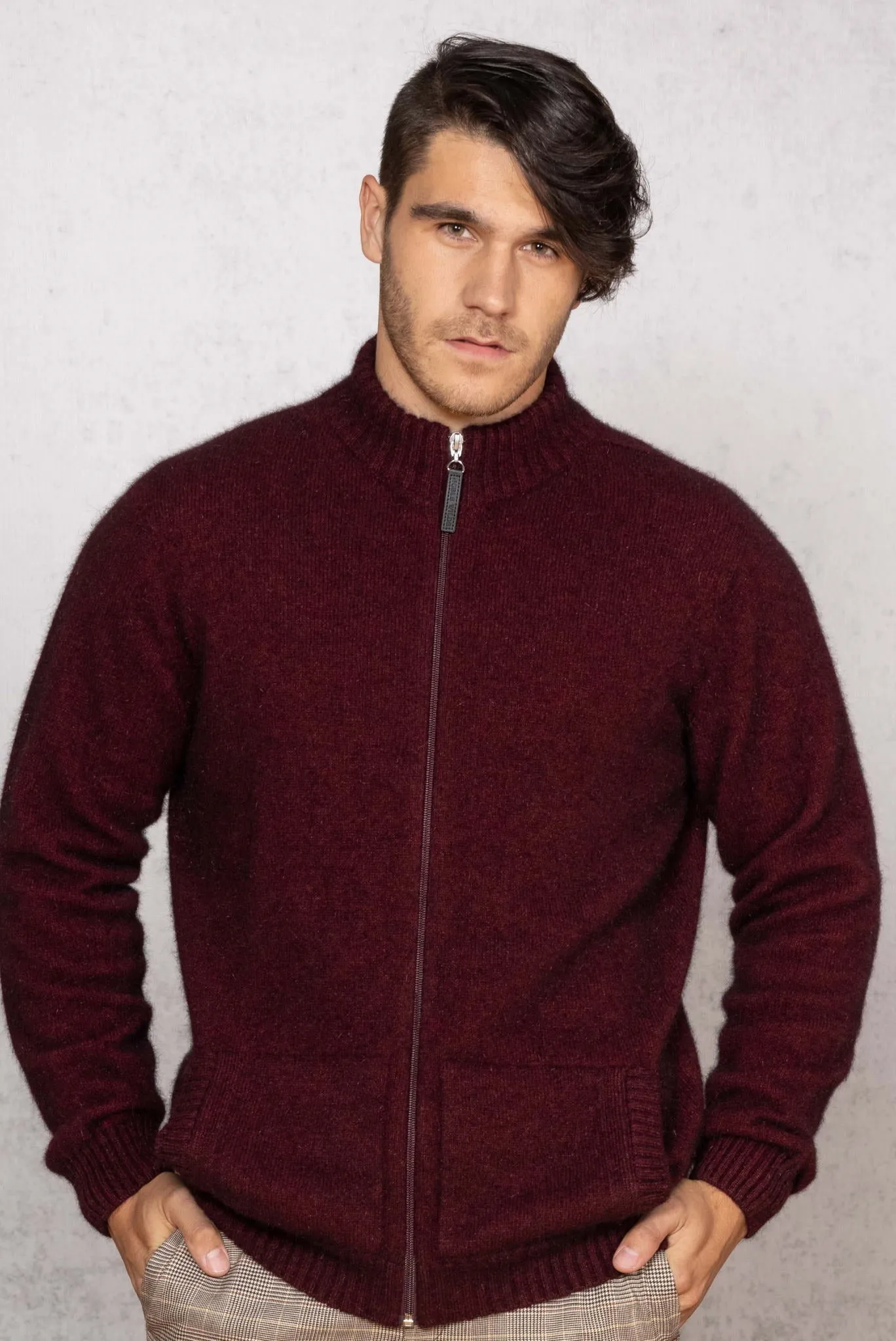 Noble Wilde - Bristol Jacket in Merino Wool and Possum Fur, in Port