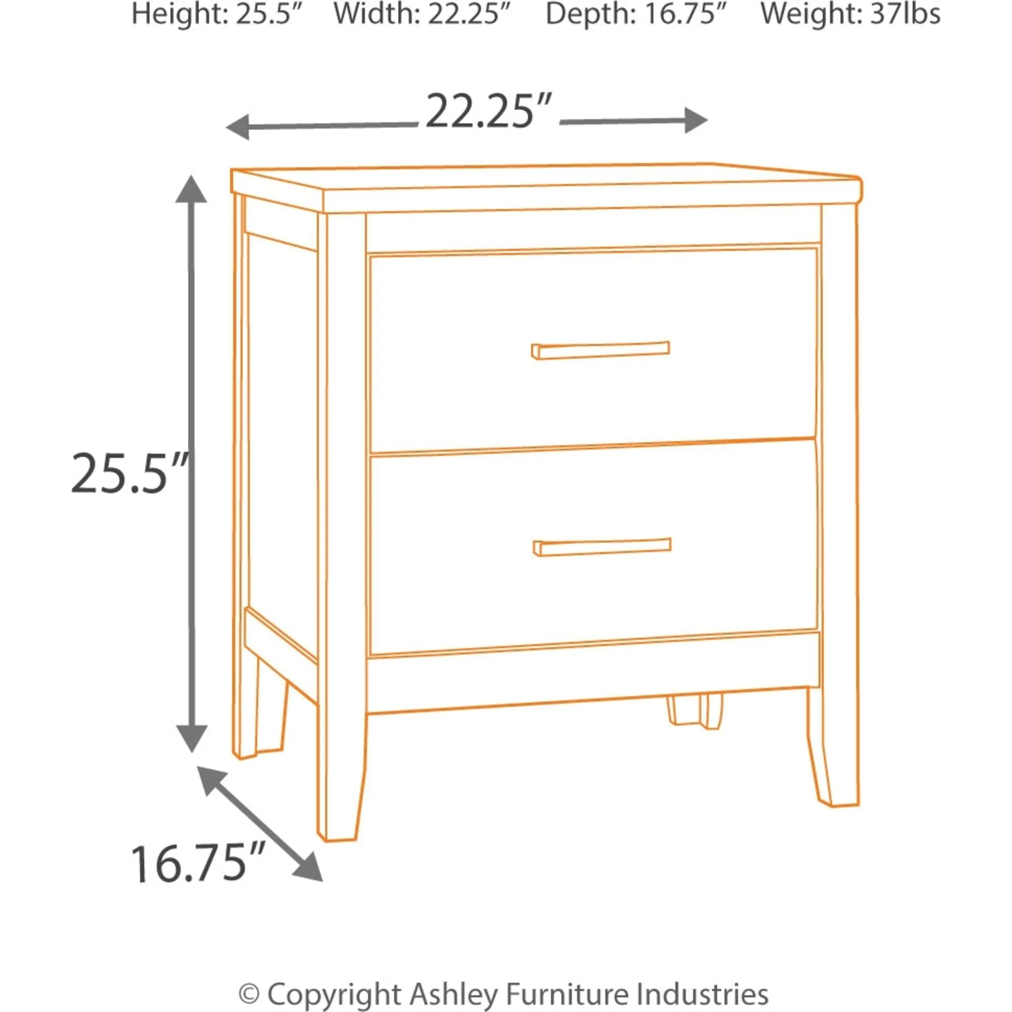 Olivet Two Drawer Nightstand