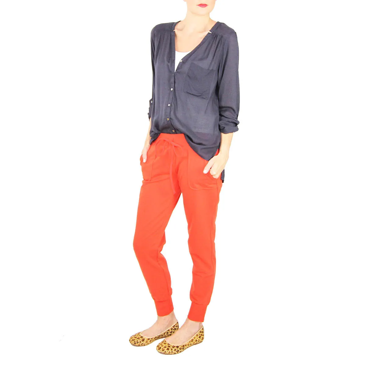 Orange Slouchy Drawstring Pants