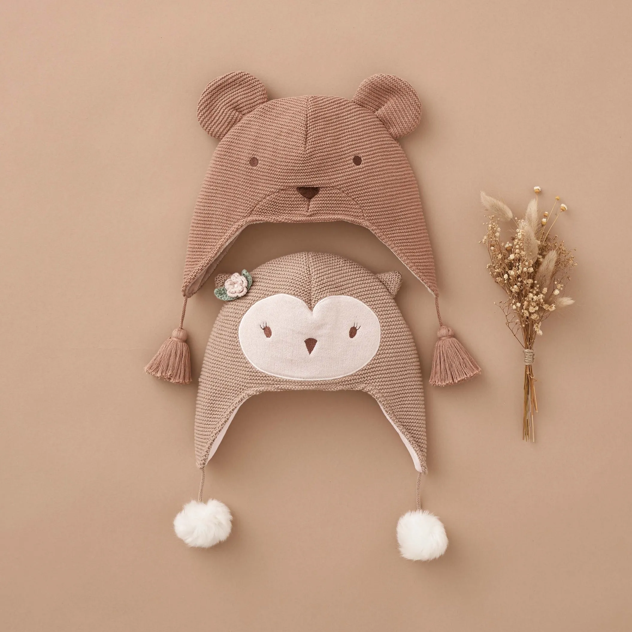 Owl Aviator Knit Baby Hat