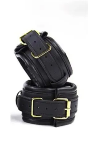 Padded Ankle Restraints with Gold - One Size (Black)