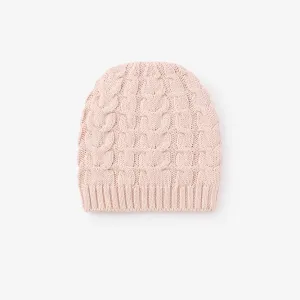 Pale Pink Horseshoe Cable Knit Baby Hat