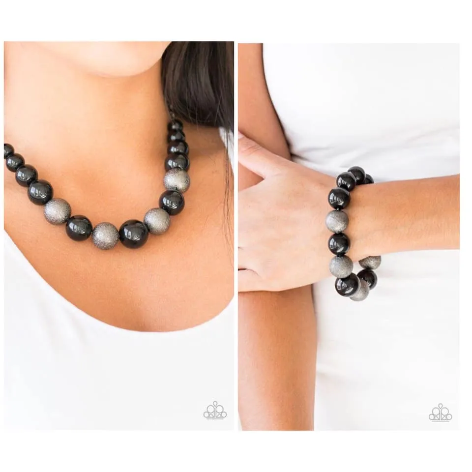 Paparazzi Color Me CEO Necklace Black and Humble Hustle Bracelet Black