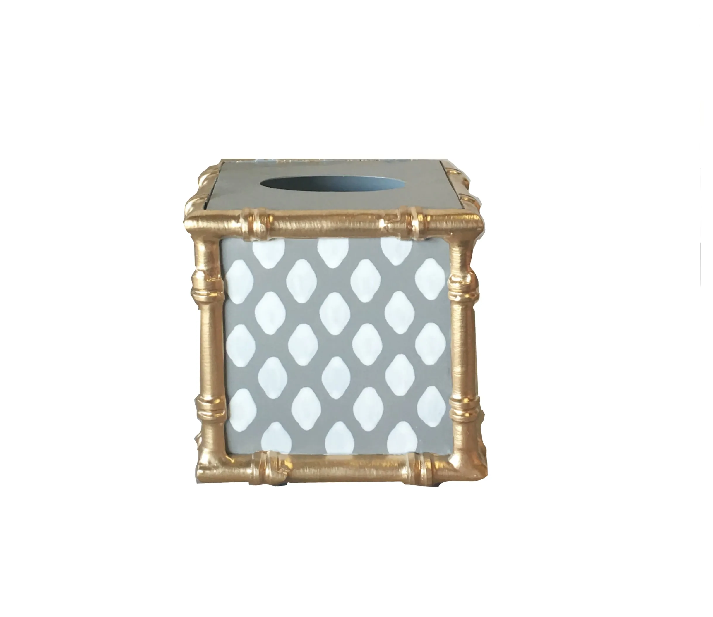 Parsi Grey Bamboo Wastebasket and Tissue Box