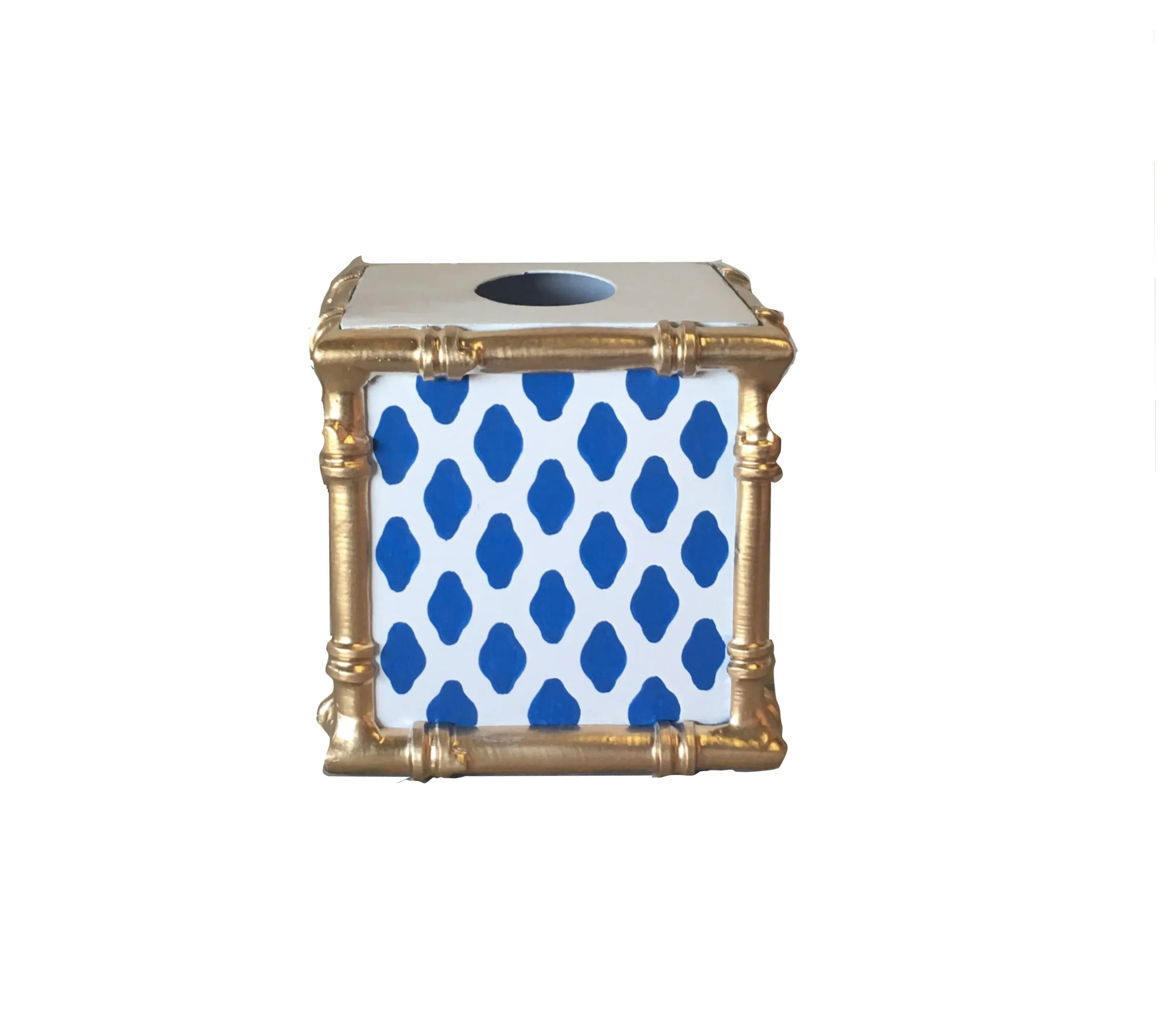 Parsi Navy Bamboo Wastebasket and Tissue Box