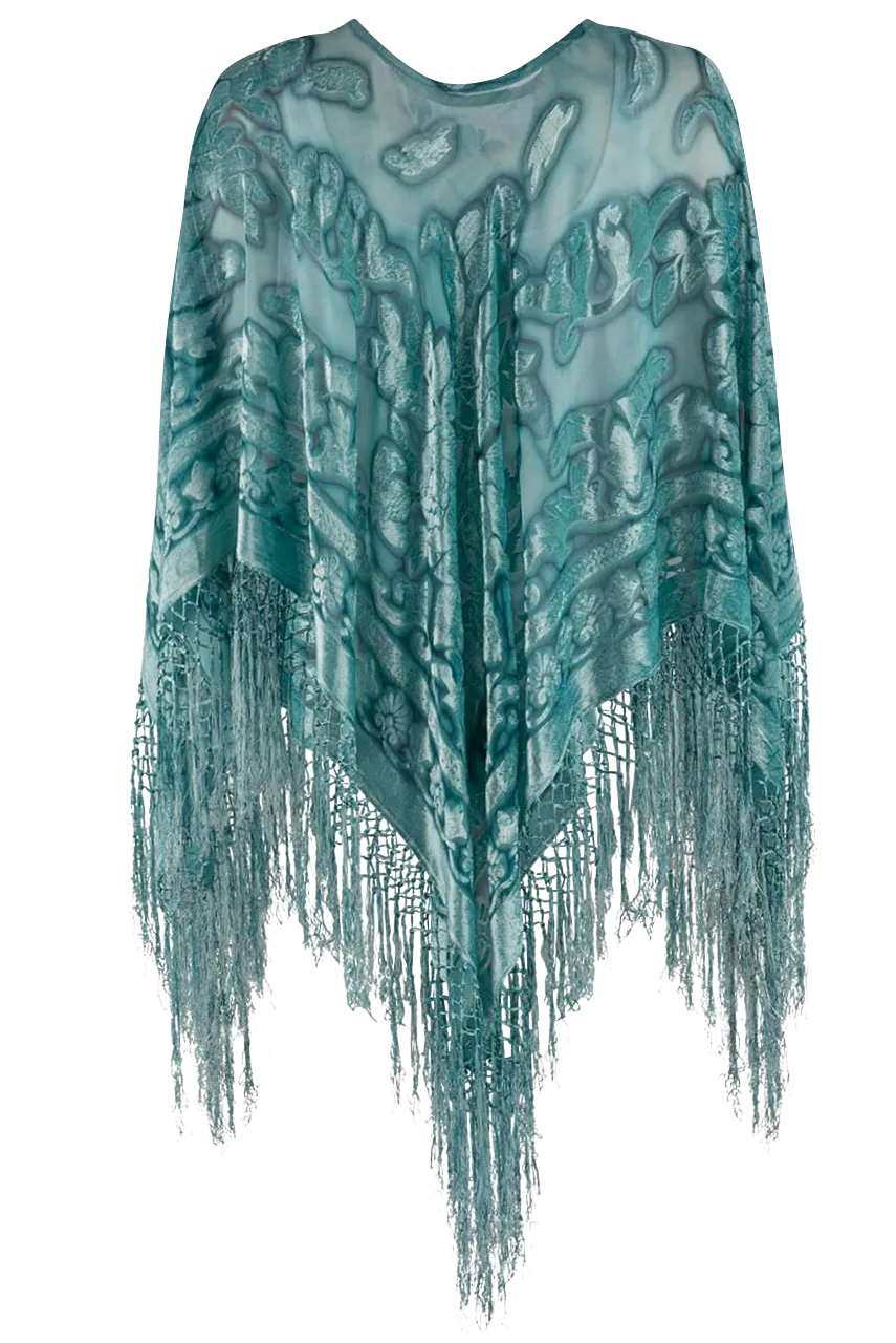 Pat Dahnke Turquoise Burnout Poncho