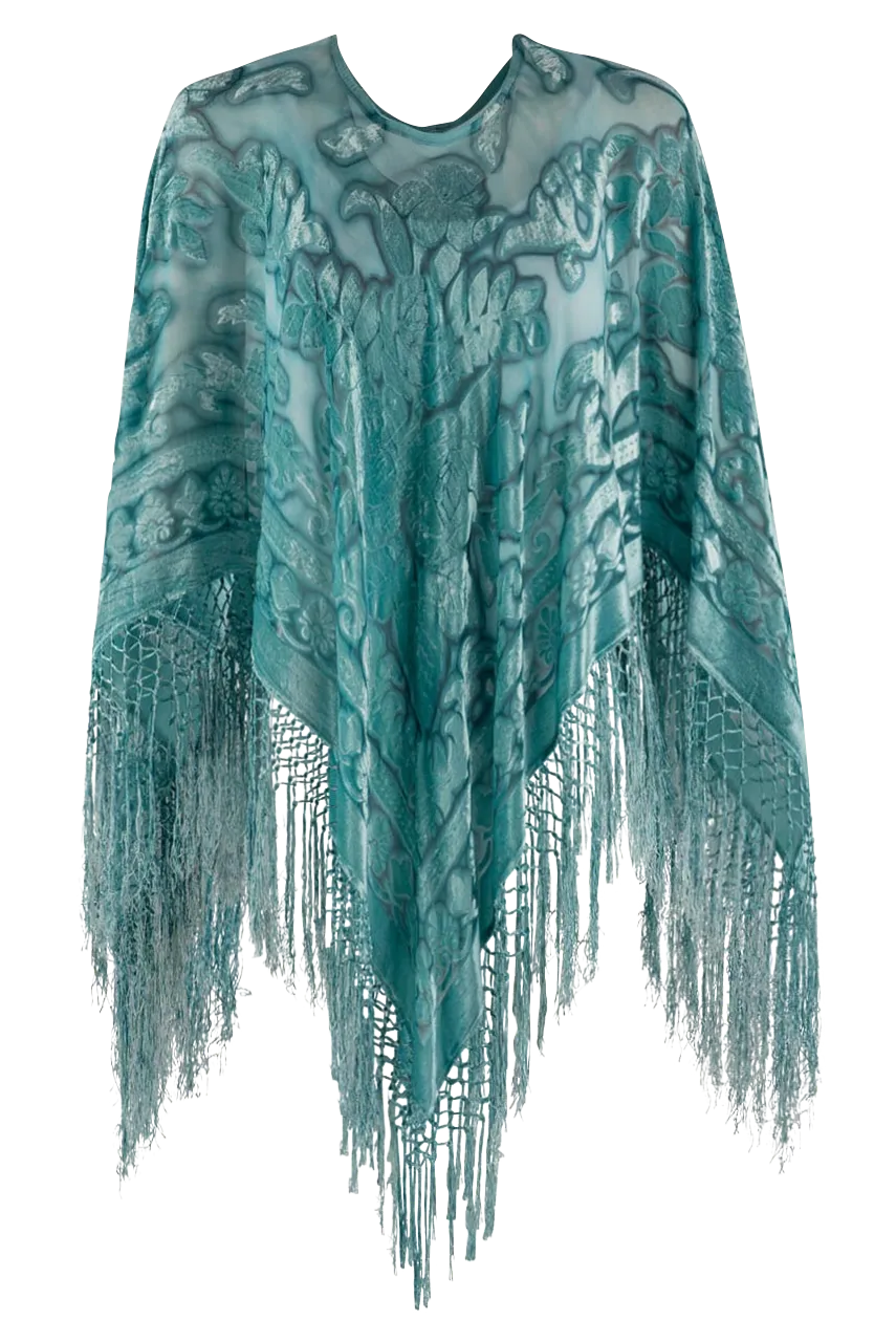 Pat Dahnke Turquoise Burnout Poncho