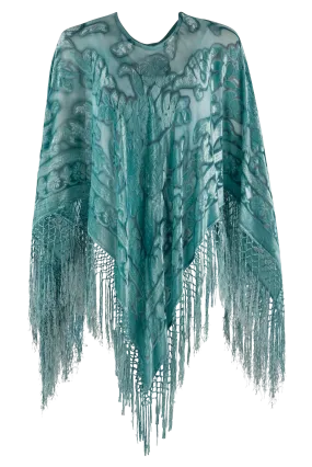 Pat Dahnke Turquoise Burnout Poncho