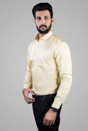 Plain Shirts for Men - Cream Solid Giza Formal Men Shirt