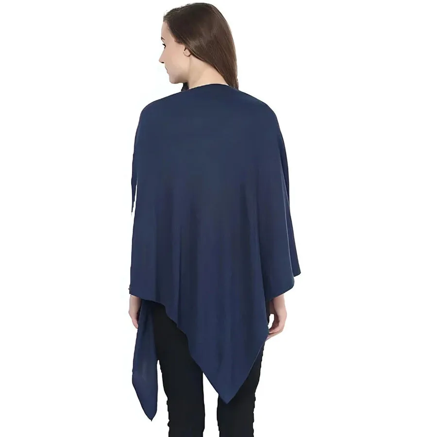 Pluchi Knitted Nursing Poncho Rosette (Navy Melange)