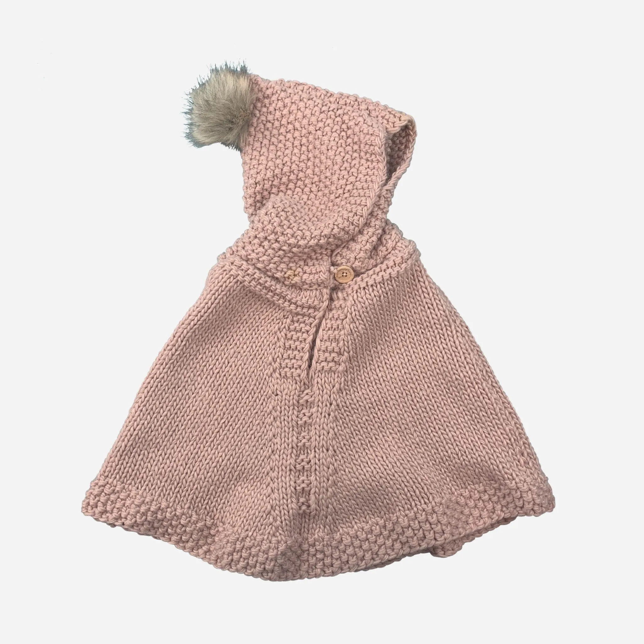 Poncho with hood, Blush