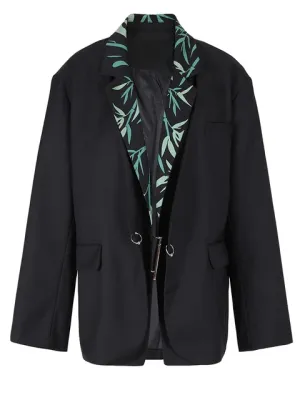 Pre Order:  Black Printed Loose Blazer