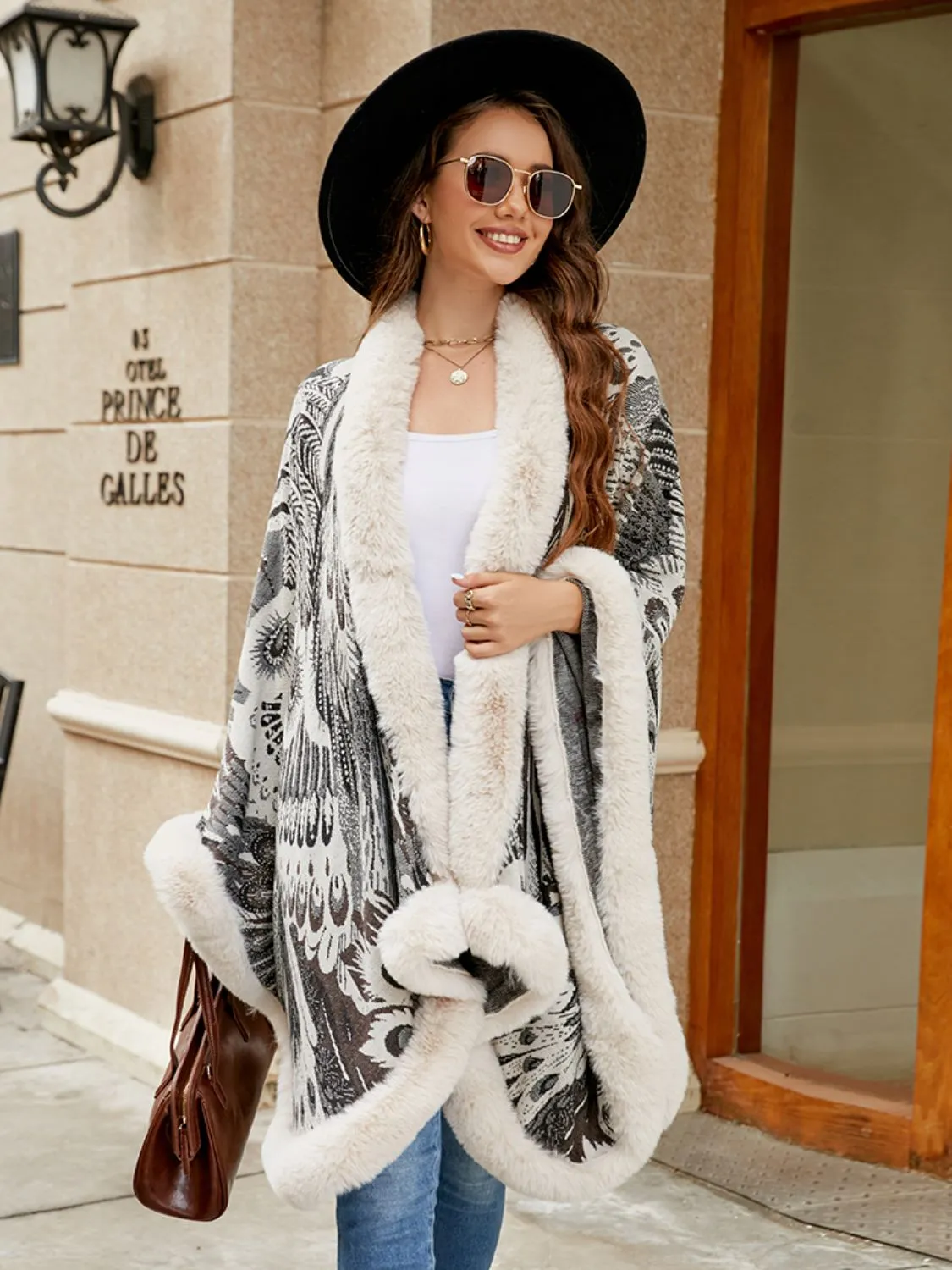 Printed Open Front Poncho