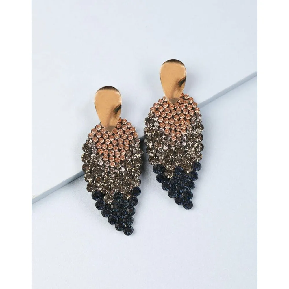 Prissy Rhinestone Leaf Earrings