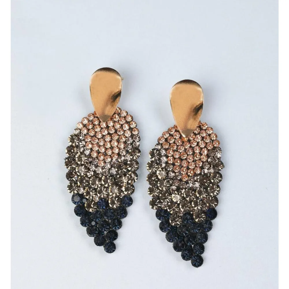 Prissy Rhinestone Leaf Earrings