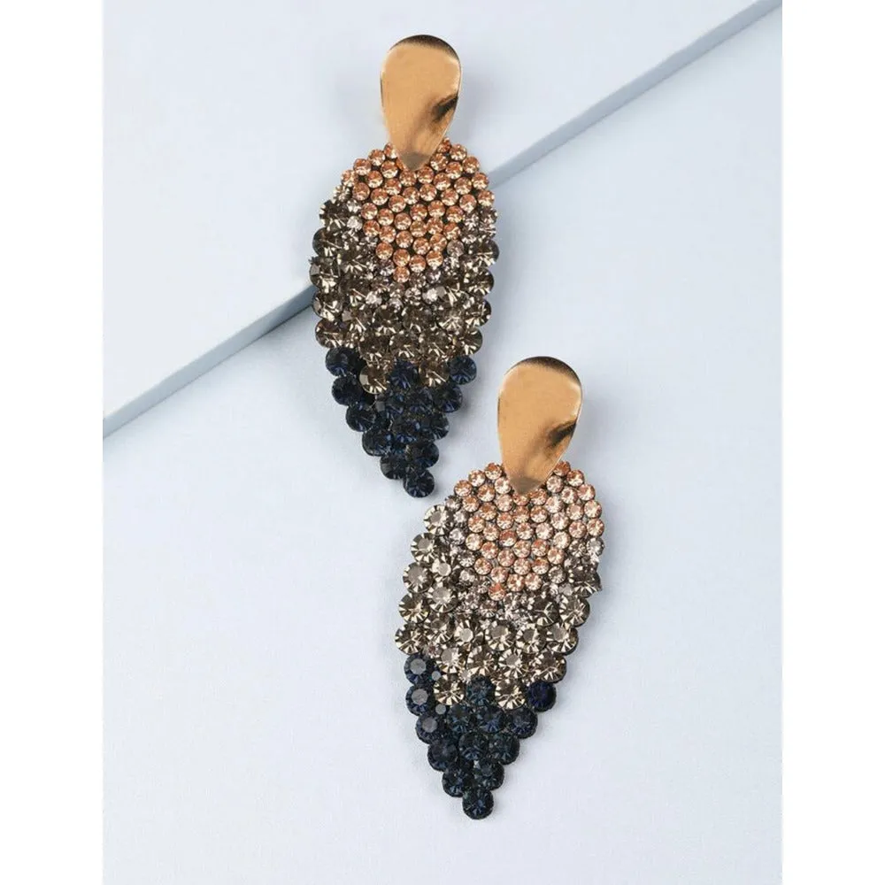 Prissy Rhinestone Leaf Earrings