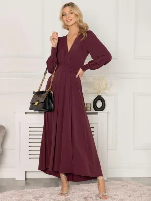 Rashelle Jersey Long Sleeve Maxi Dress, Burgundy