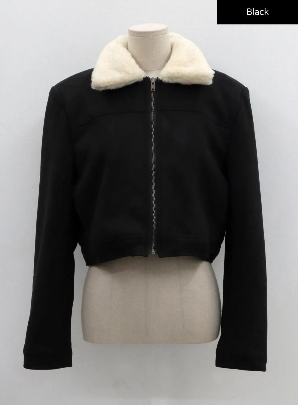 Retro Fur Collar Crop Zipper Jacket CO27