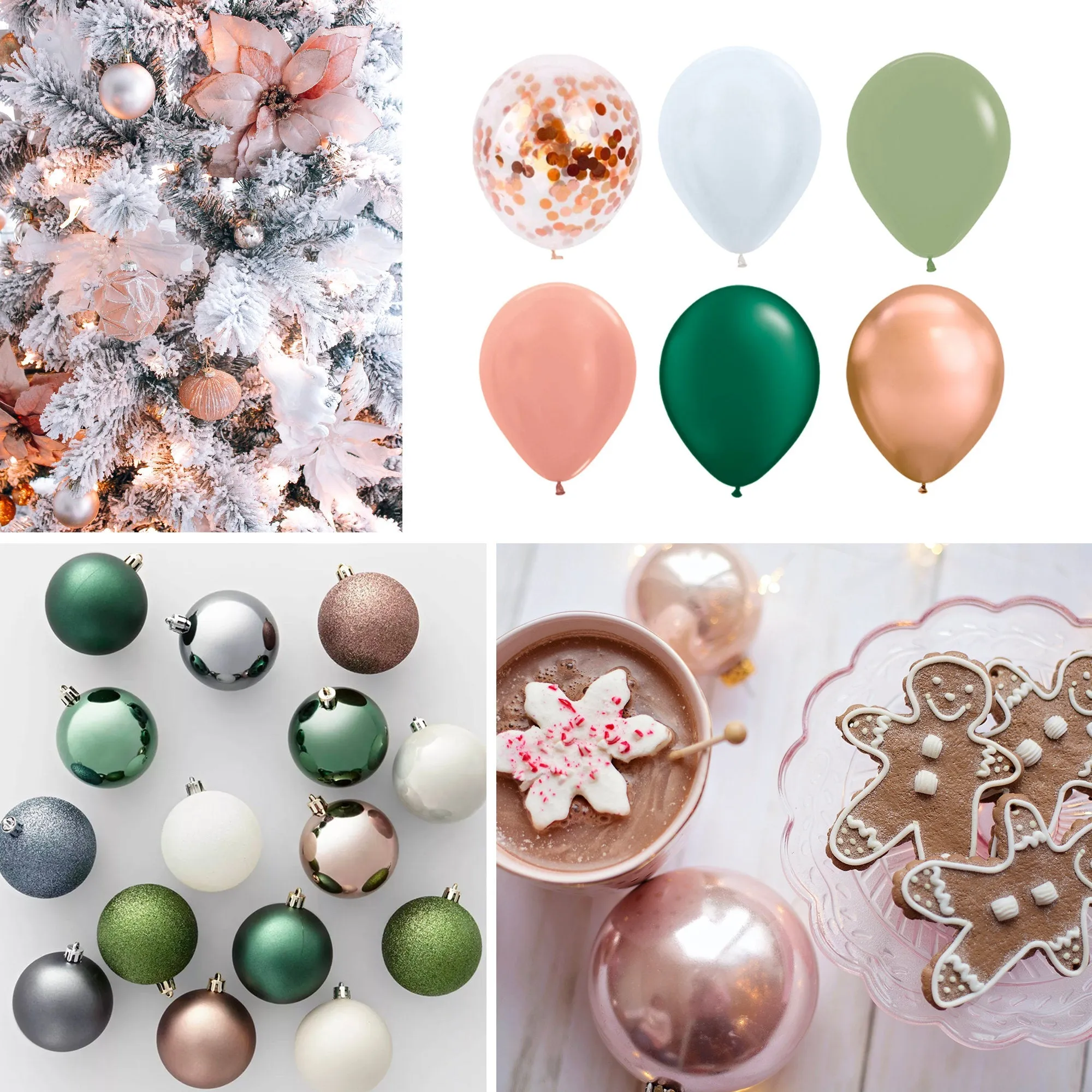 Rose Gold & Sage Christmas Confetti Balloon Garland Kit