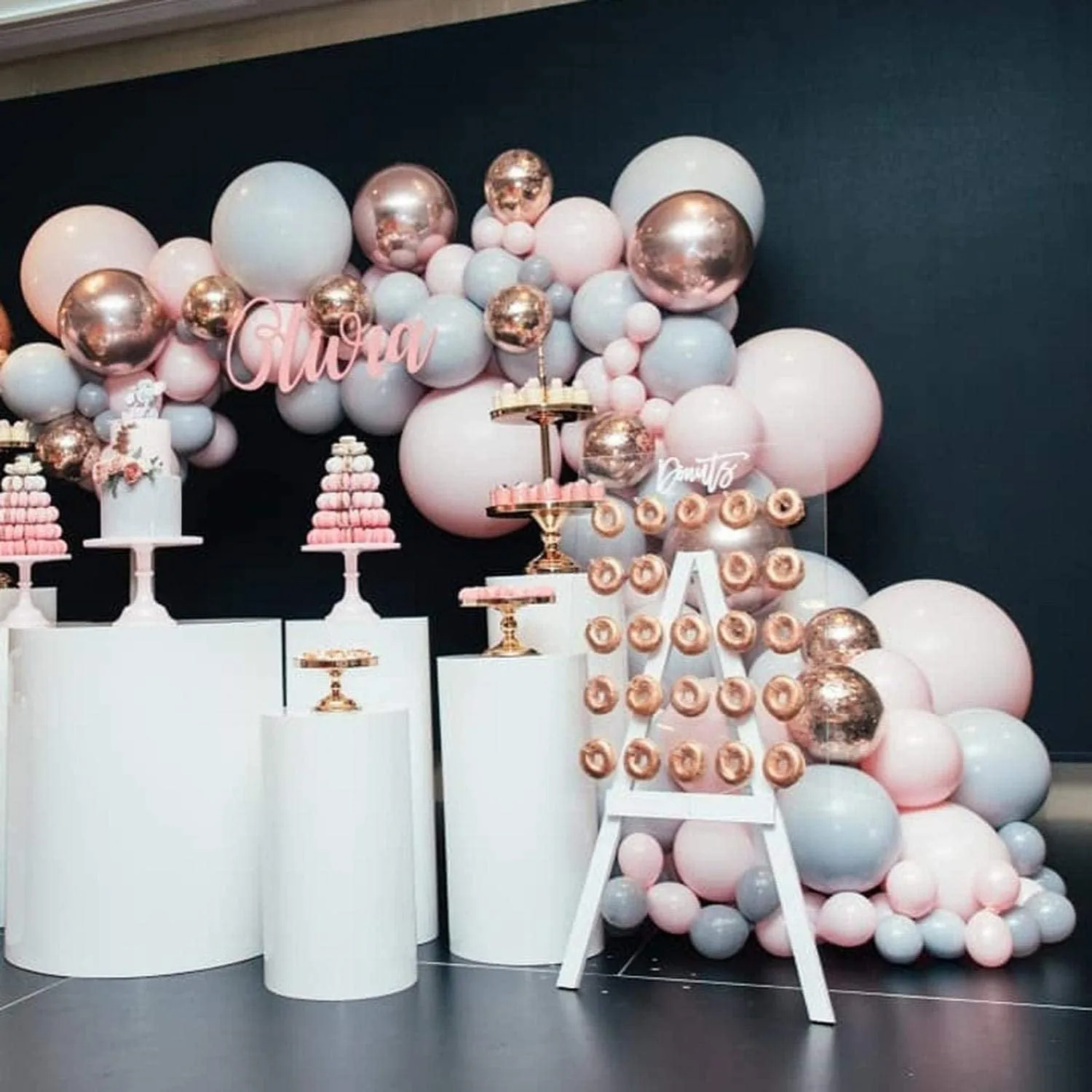 Rose Gold Balloon Arch - Pink & Gray Balloon Garland Kit