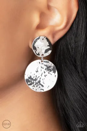 Rush Hour - Silver Clip-on Earrings - Paparazzi Accessories