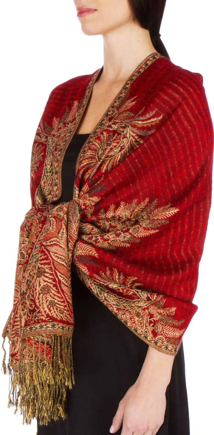 Sakkas 70" x 28" Big Paisley Jacquard Layered Woven Pashmina Shawl / Wrap Stole